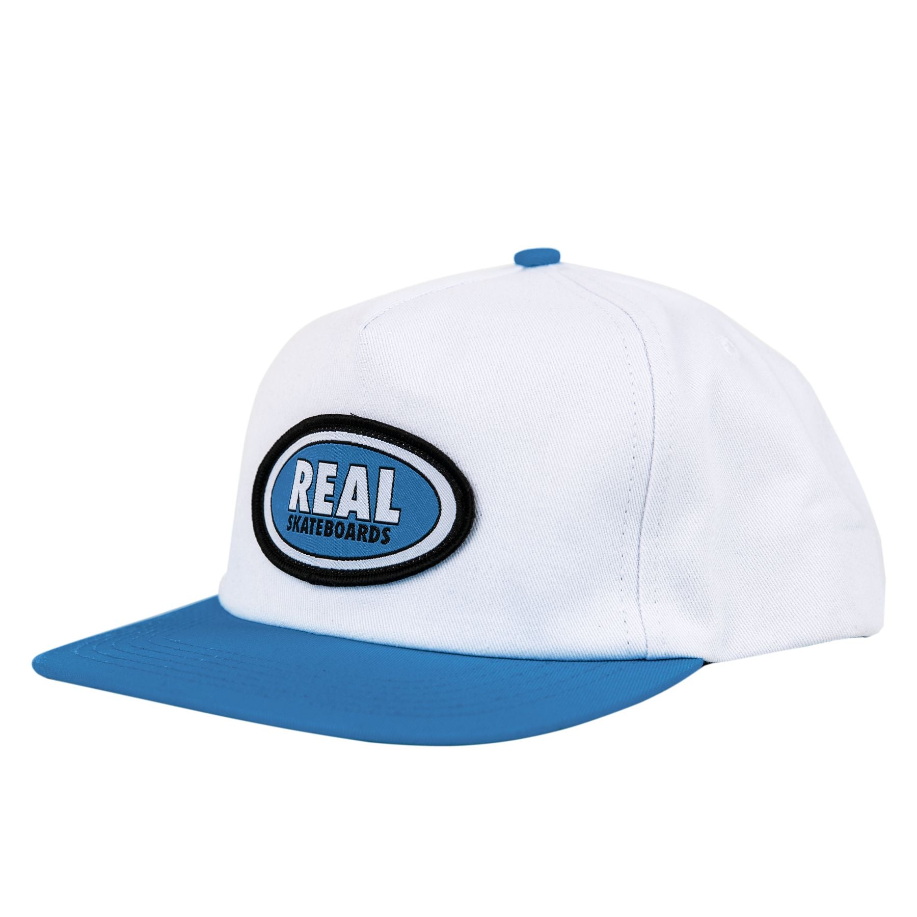 White Real Skateboards Oval Snapback