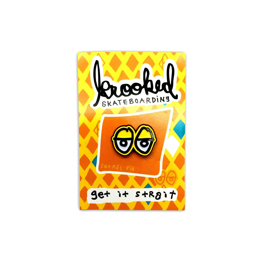 Krooked Eyes Enamel Lapel Pin - Yellow/Black