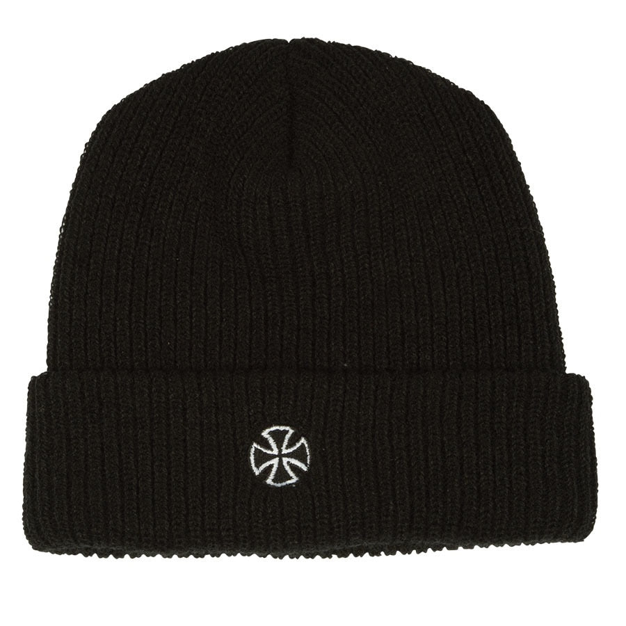 Independent Cross Long Shoreman Ribbed Beanie - Black