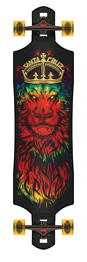 Santa Cruz Lion God TieDye Rasta Drop Thru Longboard