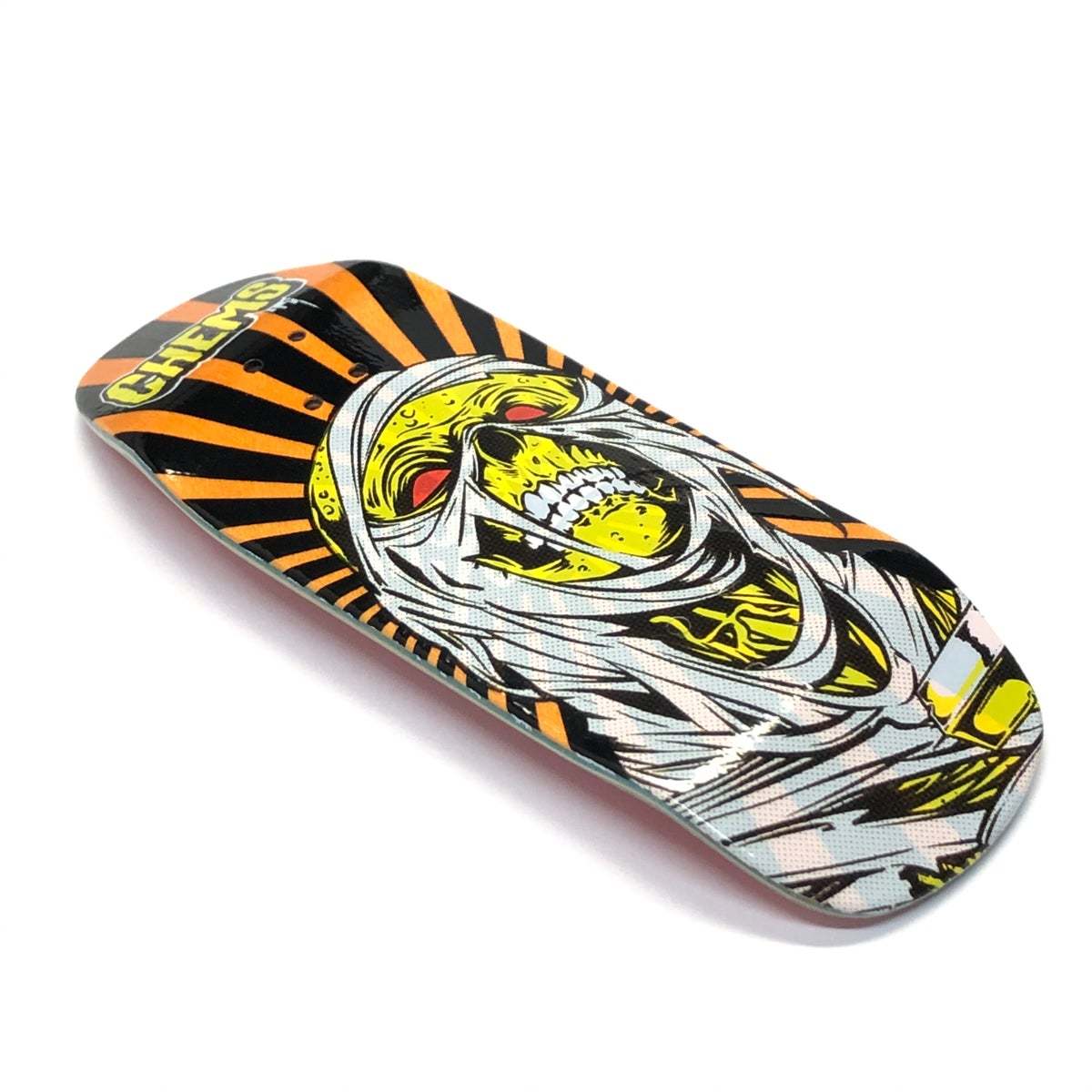 Chems x DK Yellow/Orange Rising Mummy Fingerboard Deck - Street Shape