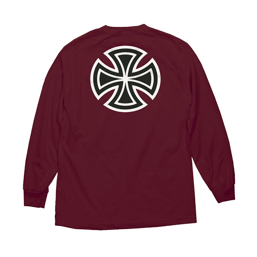 Burgundy Bar Cross Independent trucks long sleeve T-shirt Back