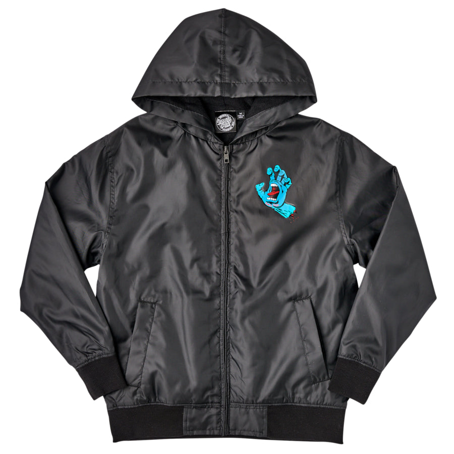 Black Hooded Youth Screaming Hand Santa Cruz Windbreaker