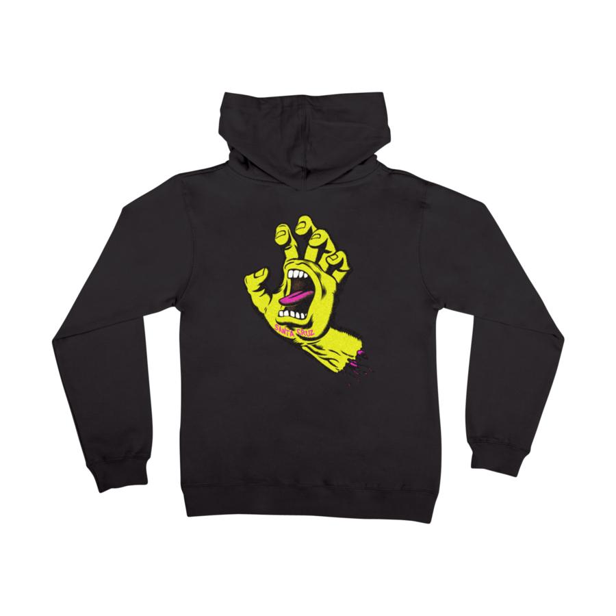 Black with Neon Screaming Hand Youth Santa Cruz Hoodie Back