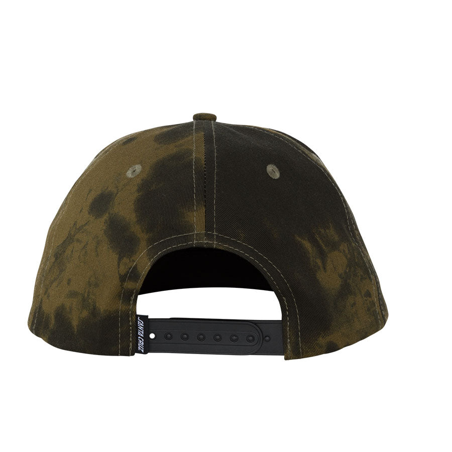 Olive Wash Flamed Not a Dot Santa Cruz Snapback Hat Back