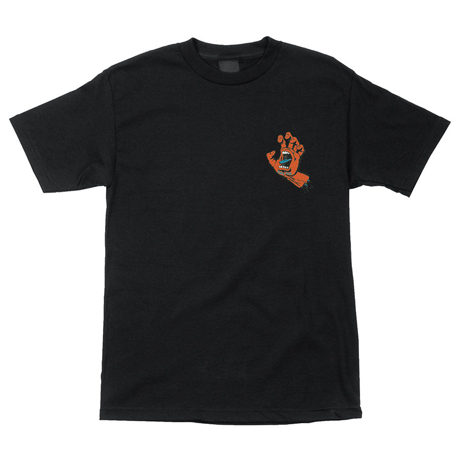 Black w/ Bright Orange Screaming Hand Santa Cruz T-Shirt