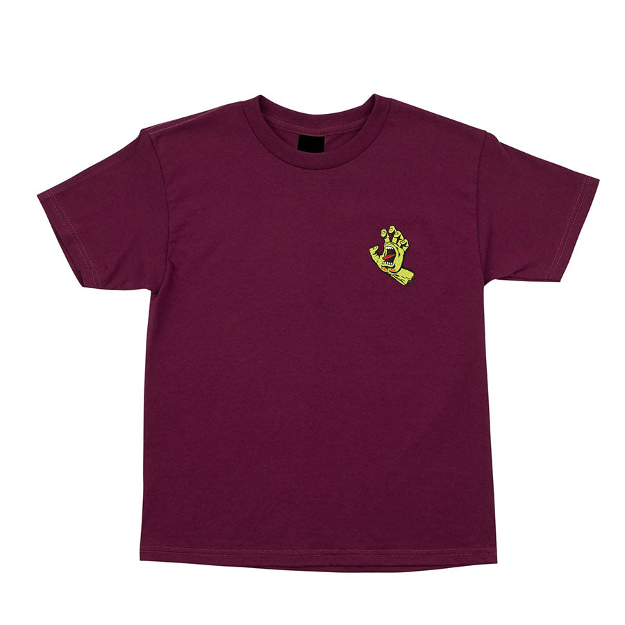 Burgundy Screaming Hand Boys Santa Cruz T-Shirt