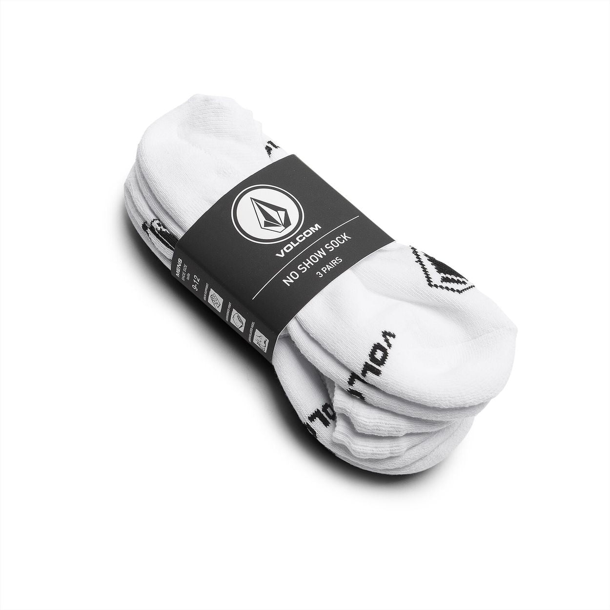 Volcom No Show Stone Socks 3 Pack - White