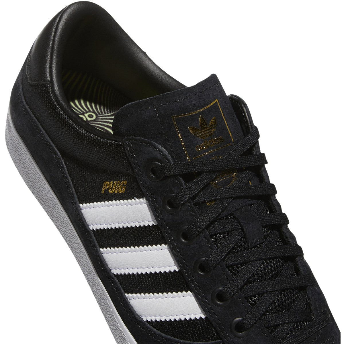 Black/White/Lime Lucas Puig Indoor Adidas Skateboarding Shoe Detail