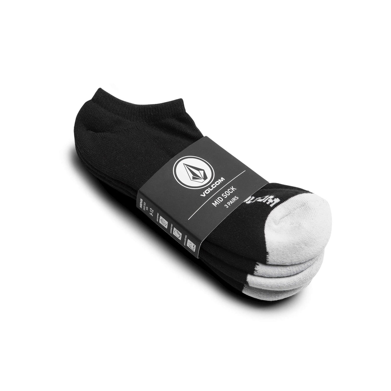 Volcom Ankle Stone Socks 3 Pack - Black