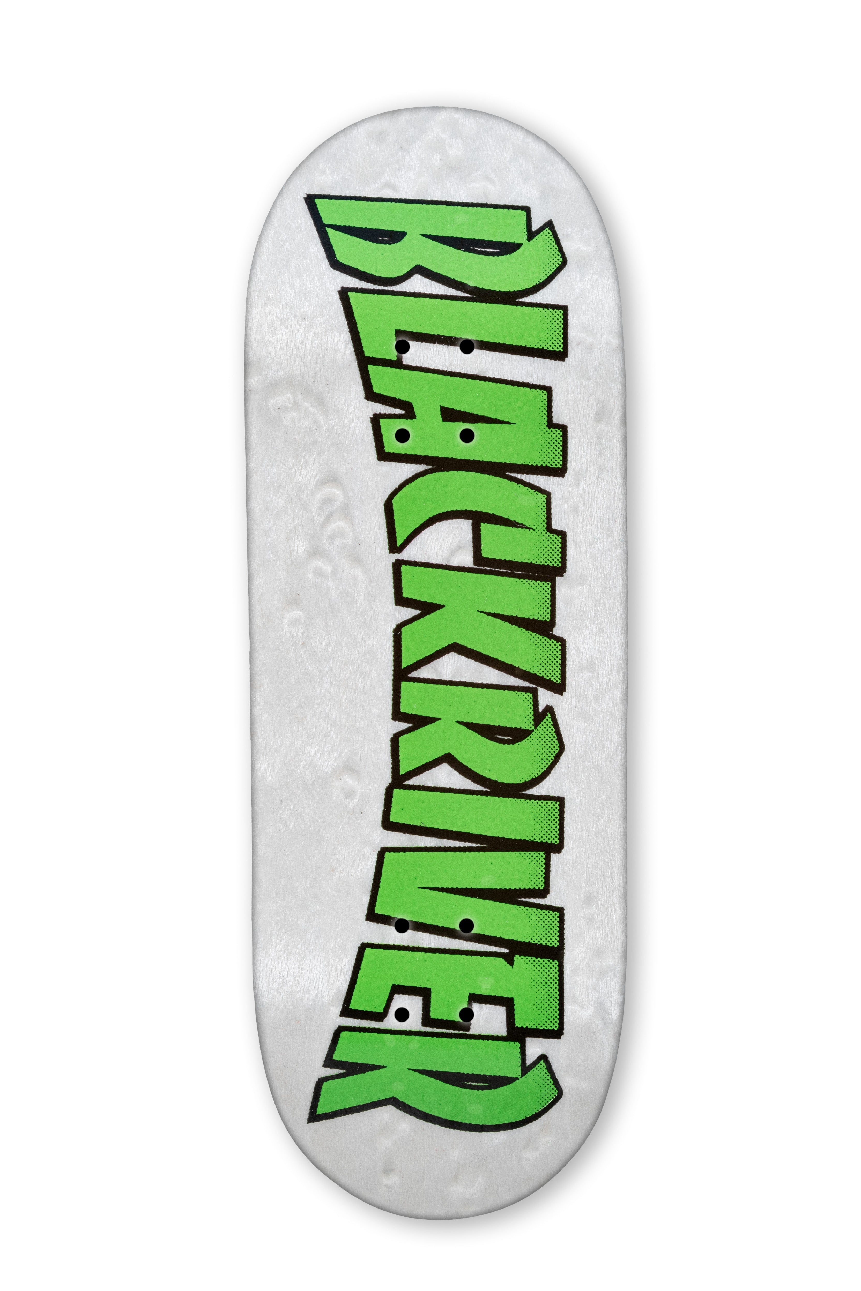 White Thrasher Logo 7Ply Blackriver Fingerboard Deck