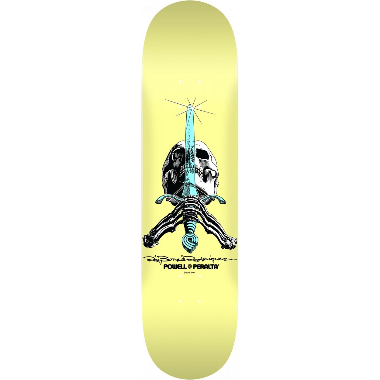 Powell Peralta Skull and Sword Skateboard Deck - Pastel Yellow