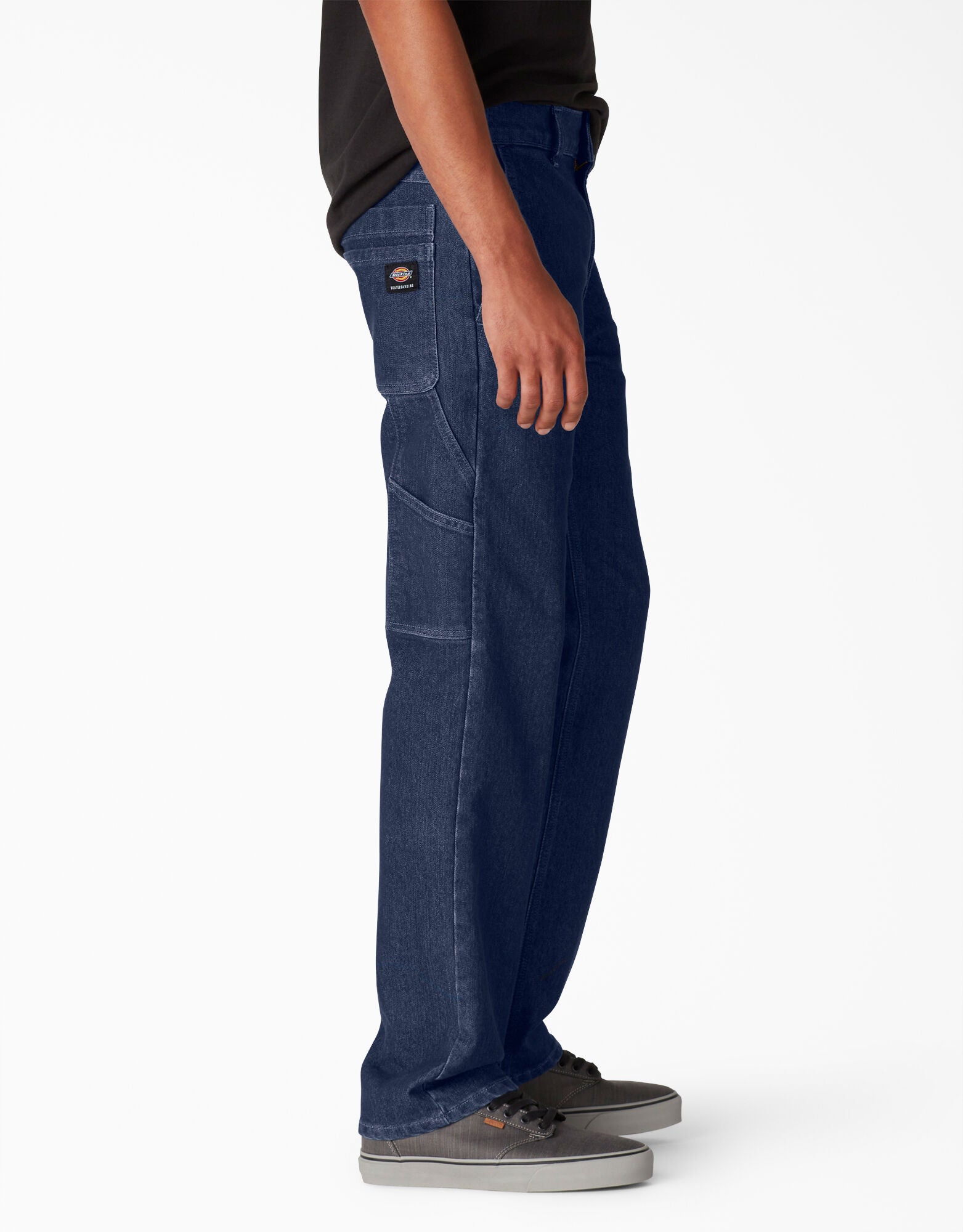 Stone Washed Indigo Dickies Utility Denim Pants Side