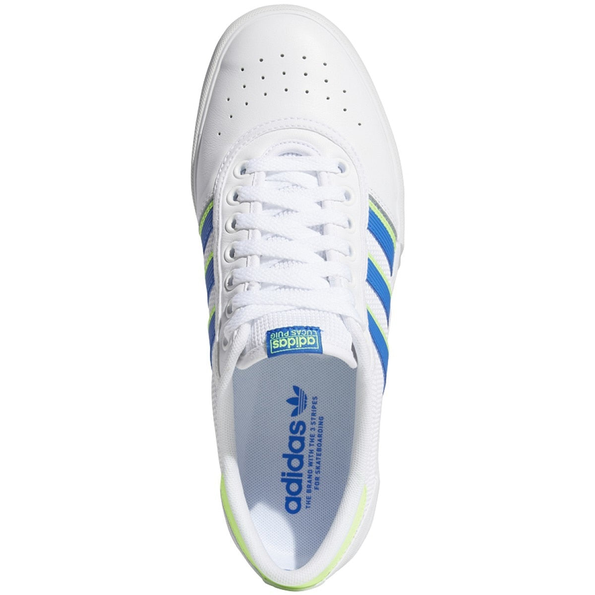 Adidas Lucas Premiere Skateboard Shoes - White/Glory Blue/Signal Green