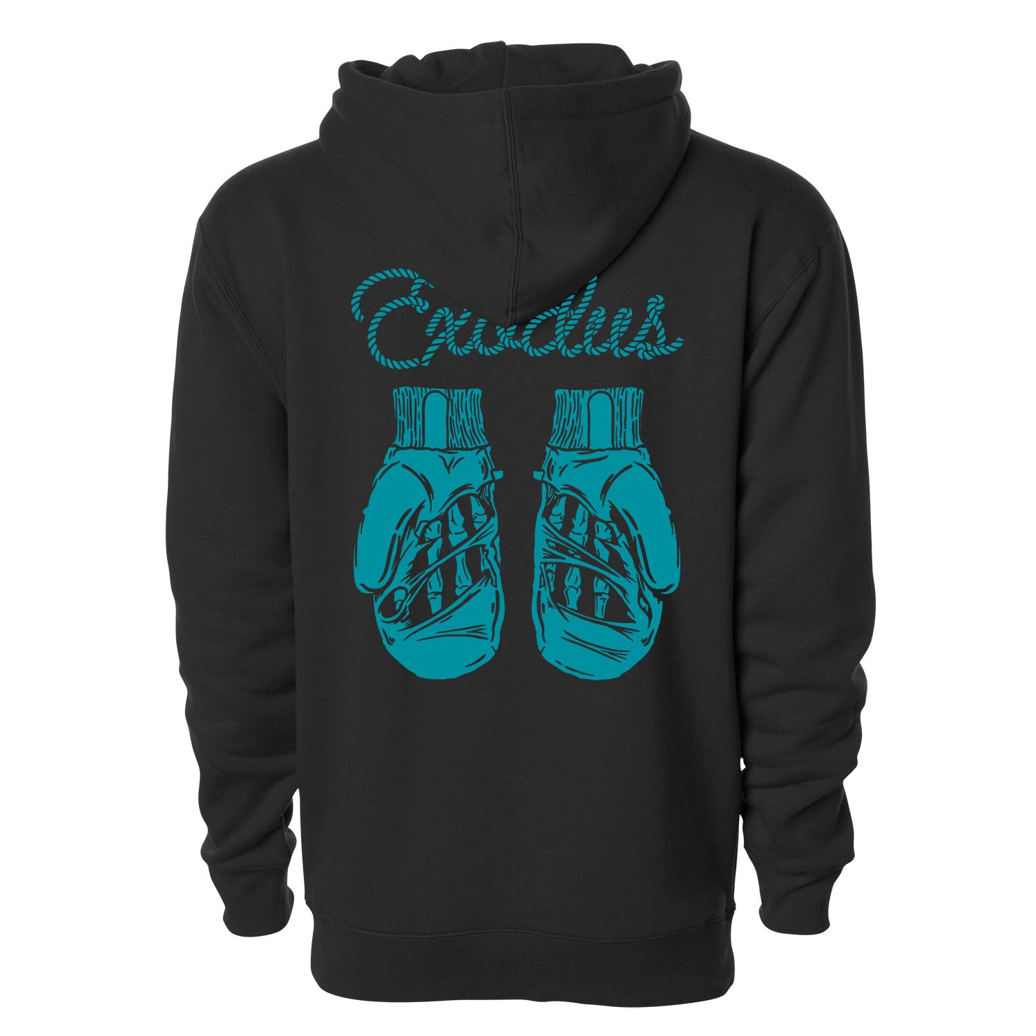 Exodus Shredded Pullover Hoodie - Black/Teal