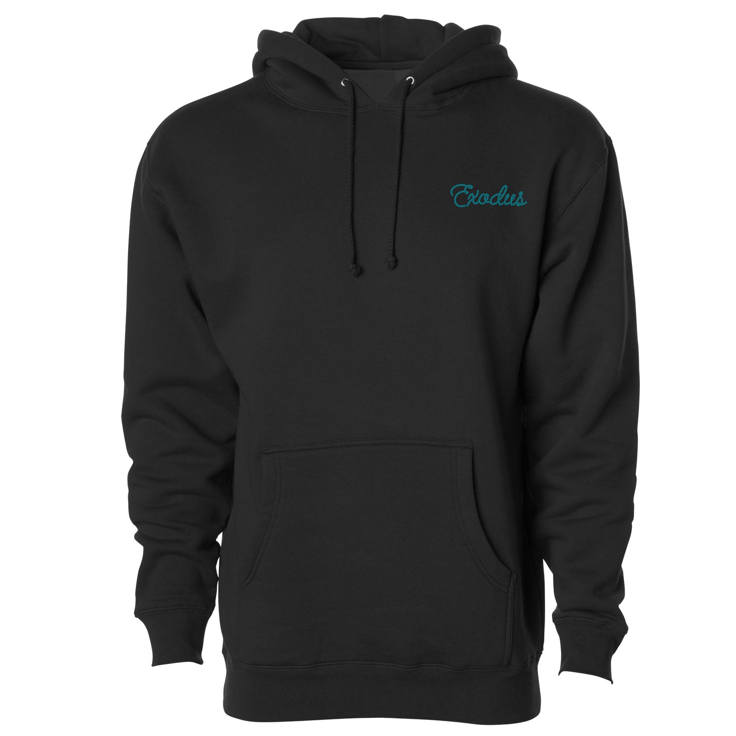 Exodus Shredded Pullover Hoodie - Black/Teal