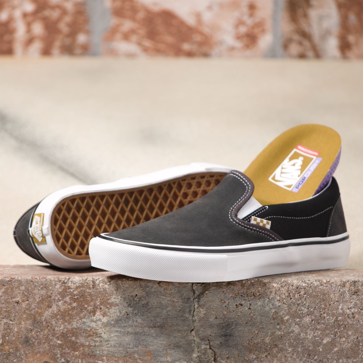 Raven/Black Twill Vans Skate Slip-On Skate Shoe