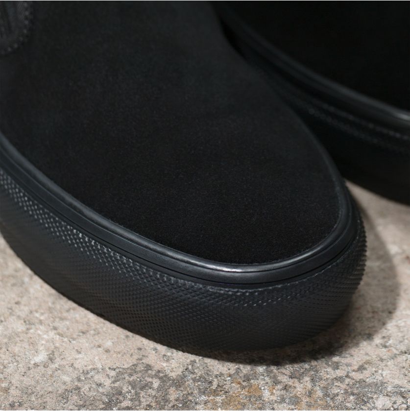 Black Skate Slip-On Vans Skateboard Shoe Detail