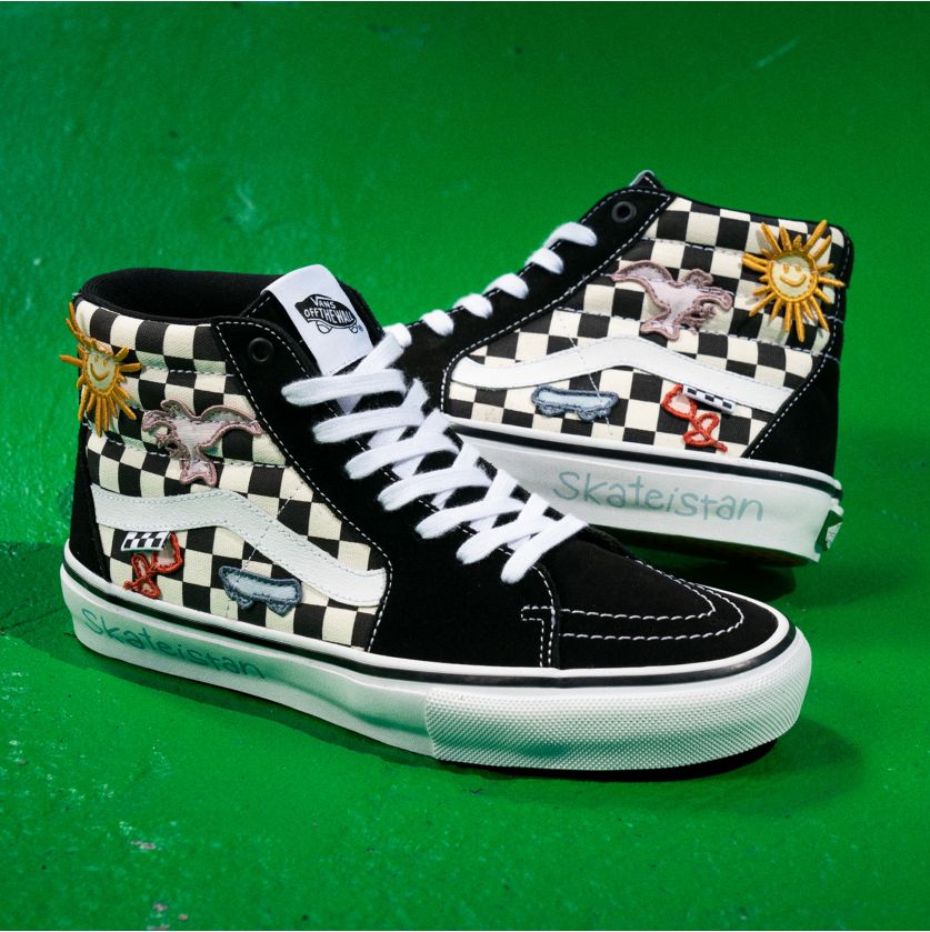 Skateistan Checkerboard Skate Sk8-hi Vans Skateboarding Shoe Side