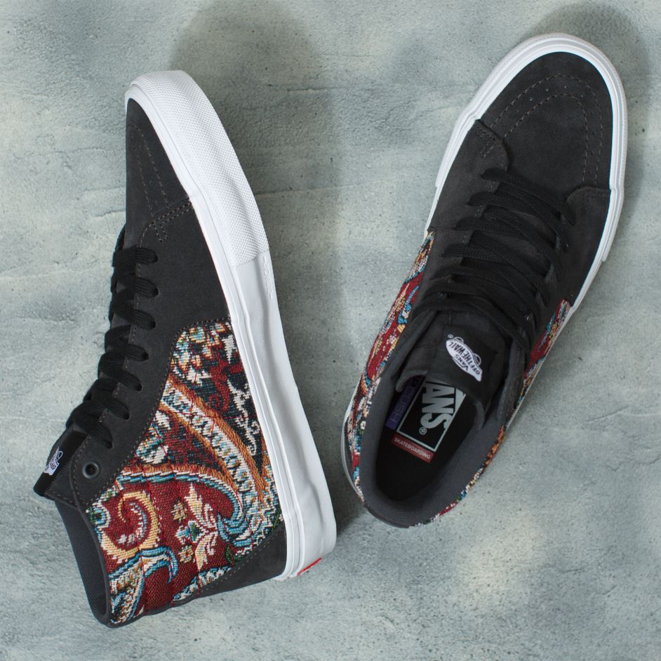 Raven Paisley Skate Sk8-hi Vans Skateboarding Shoe Top