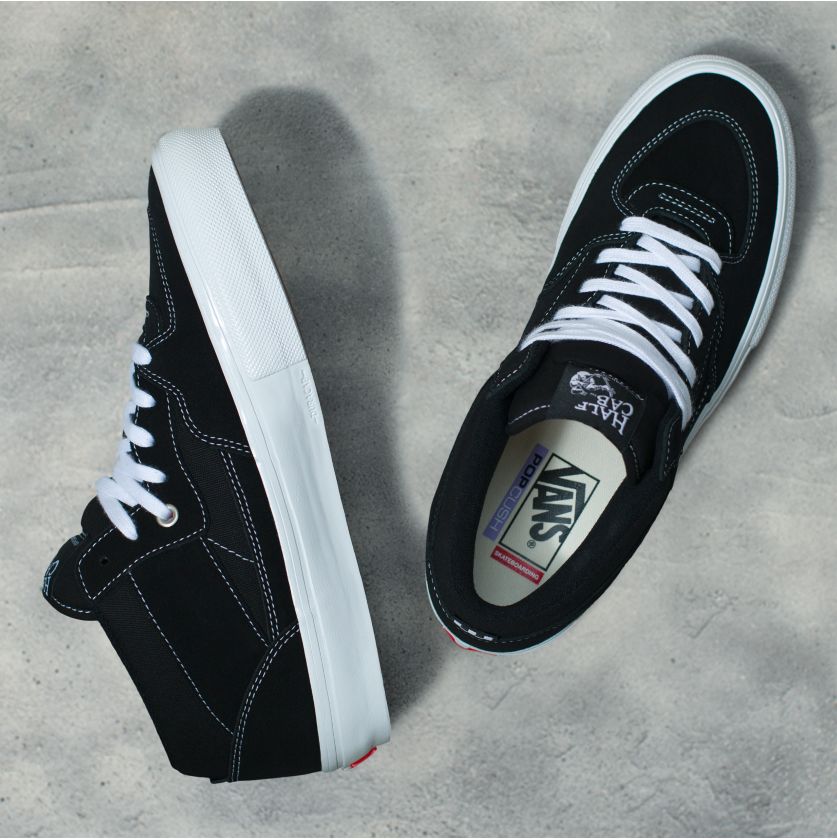 Black/White Skate Half Cab Vans Skateboard Shoe Top