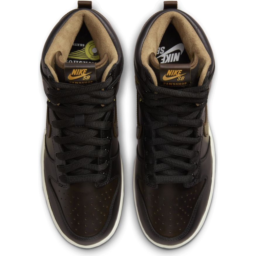 Nike SB Dunk High OG Pawnshop QS Skateboard Shoes - Black/Black-Metallic Gold