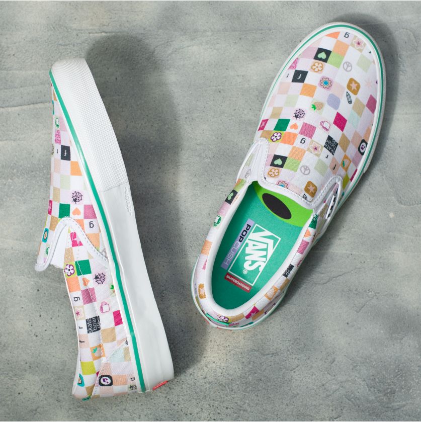 White Frog Skateboard Skate Slip-On Vans Skateboard Shoe Top