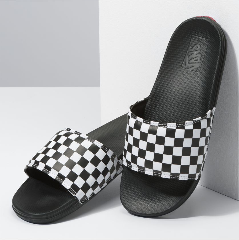 Checkerboard La Costa Vans Slide On Front