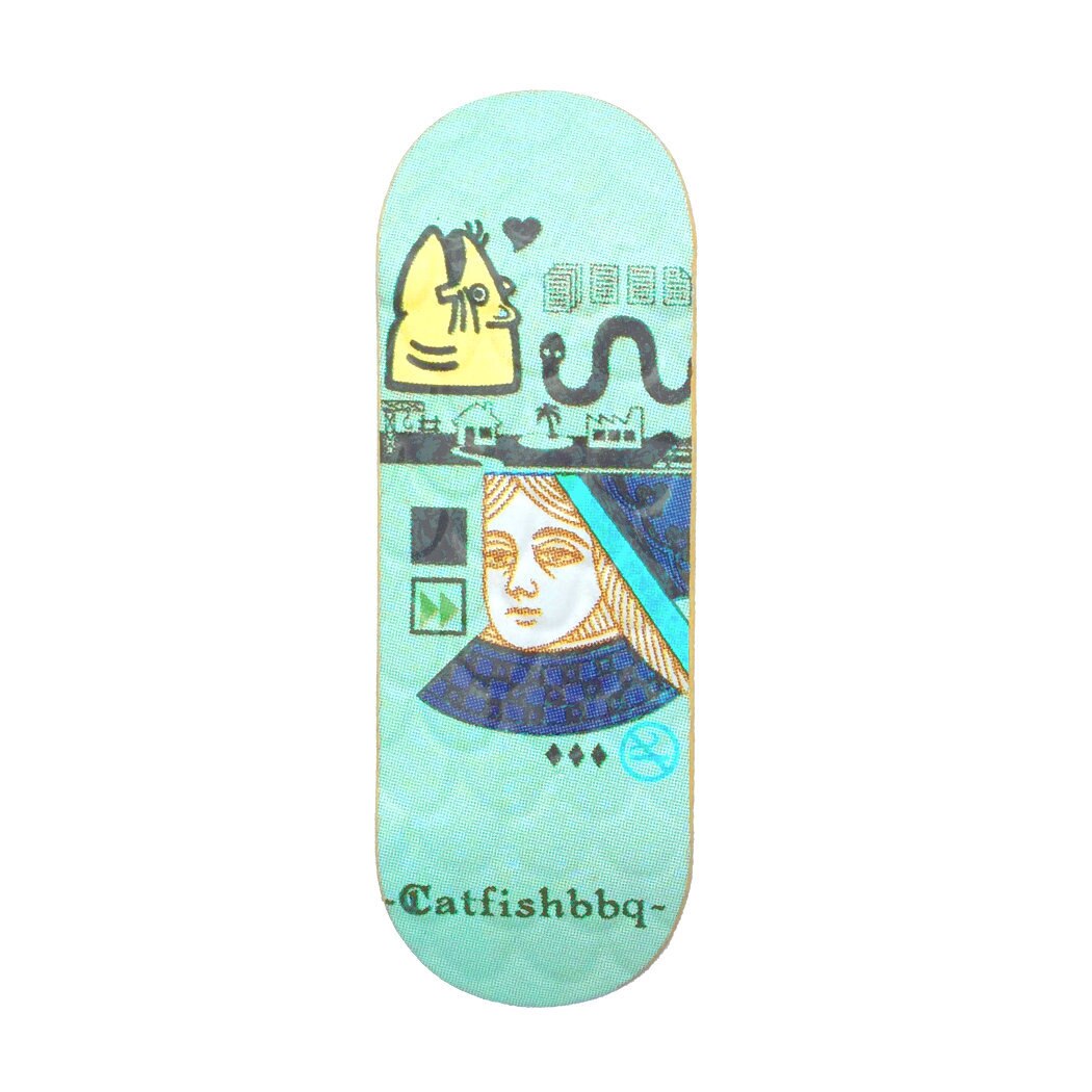 Catfishbbq Her Majesty EMBOSSED Fingerboard Deck - Mint