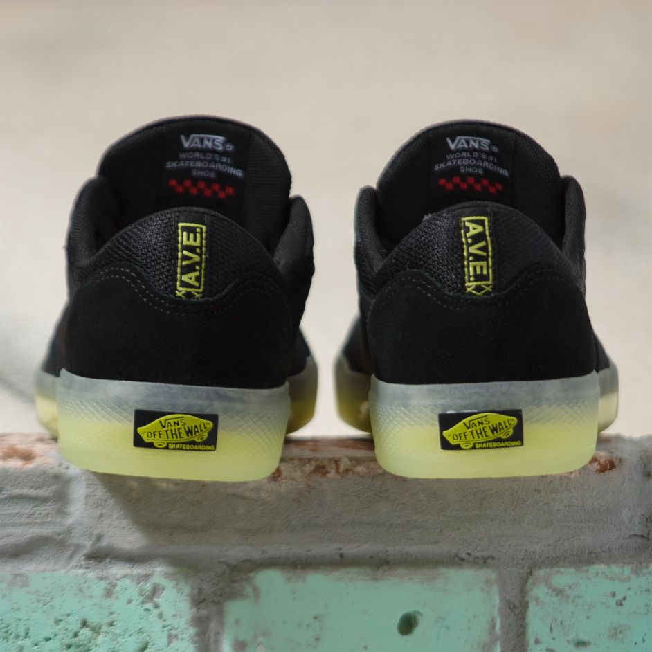 Black/Sulphur AVE Pro Vans Skateboarding Shoe Back