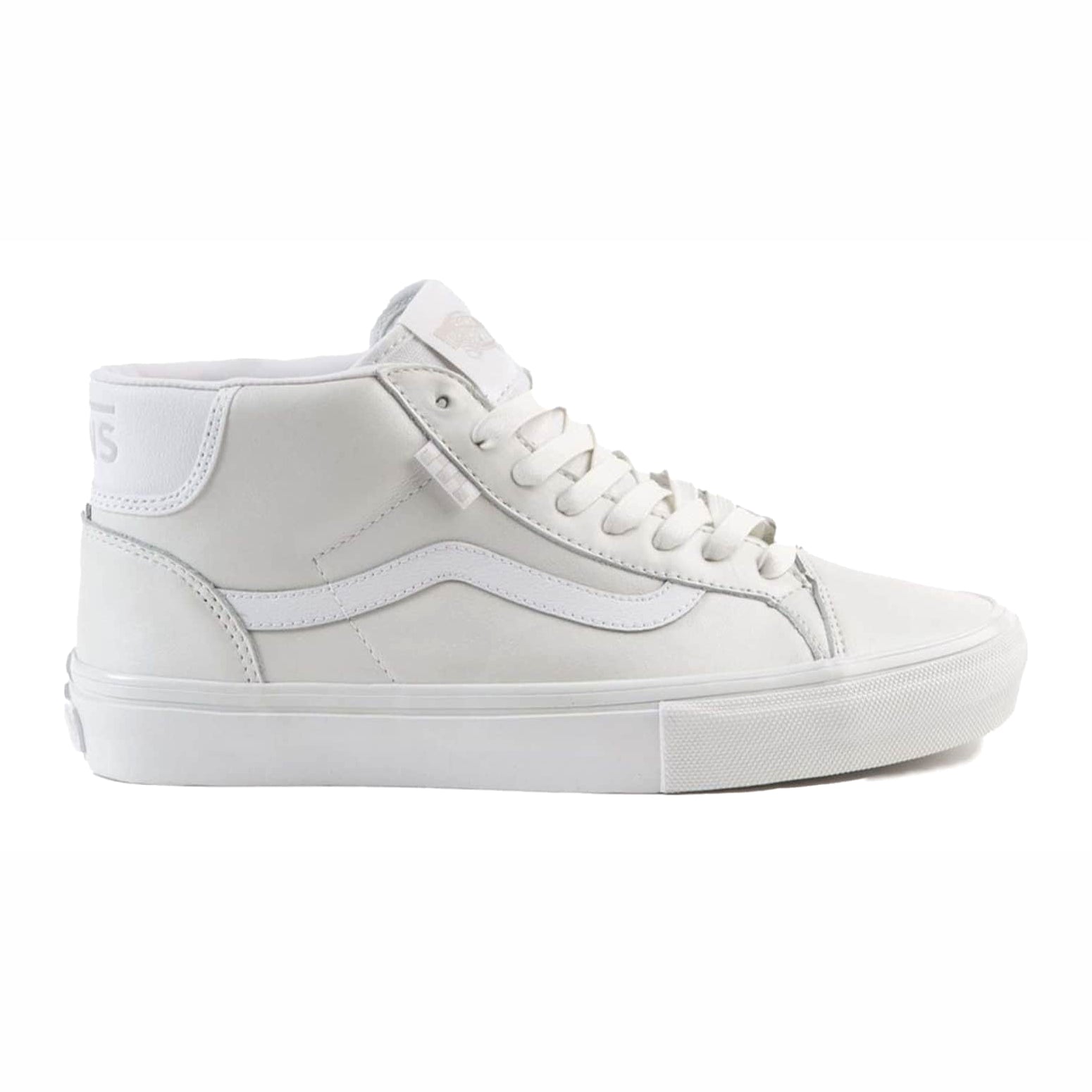 White Pearl Leather Skate Mid Skool Vans Skateboarding Shoe