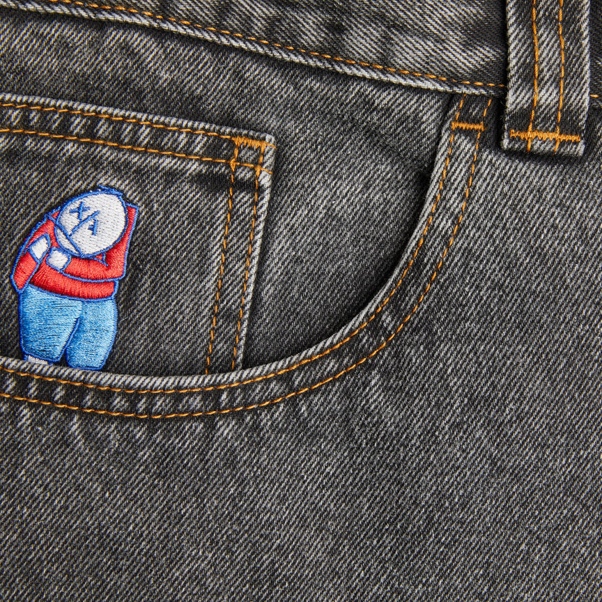 Washed Black Big Boy Polar Baggy Denim Detail