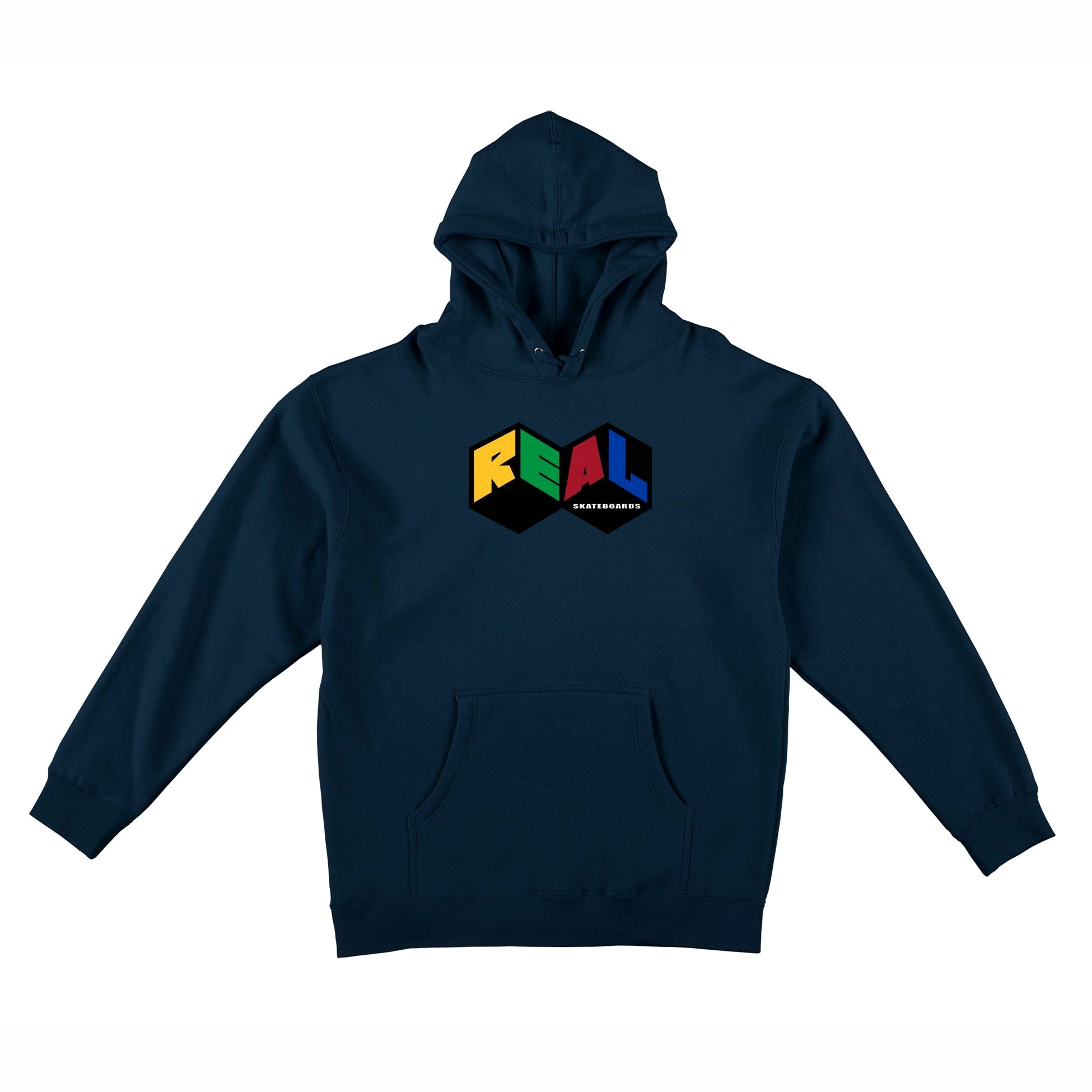 Navy City Blocks Real Skateboards Hoodie