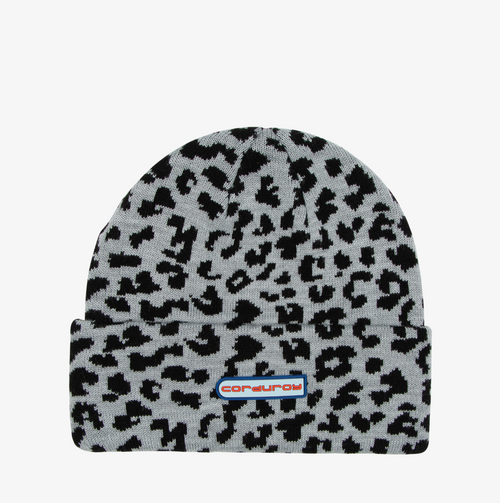 Grey cheetah print Corduroy Meow Snowboard Beanie