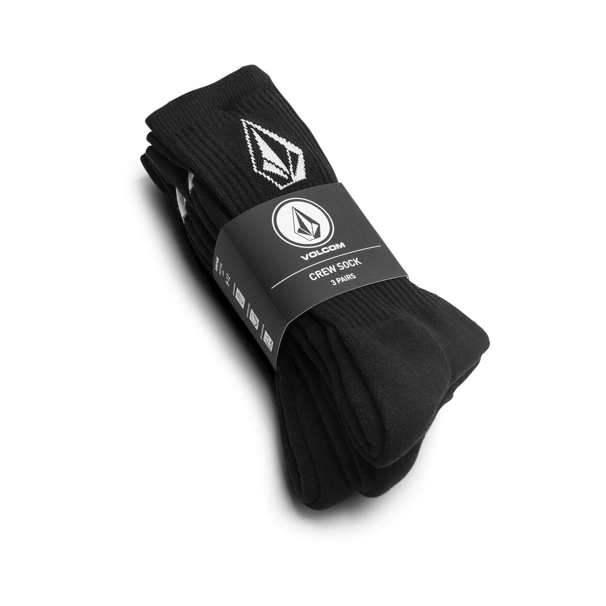 Volcom Full Stone Socks 3 Pack - Black