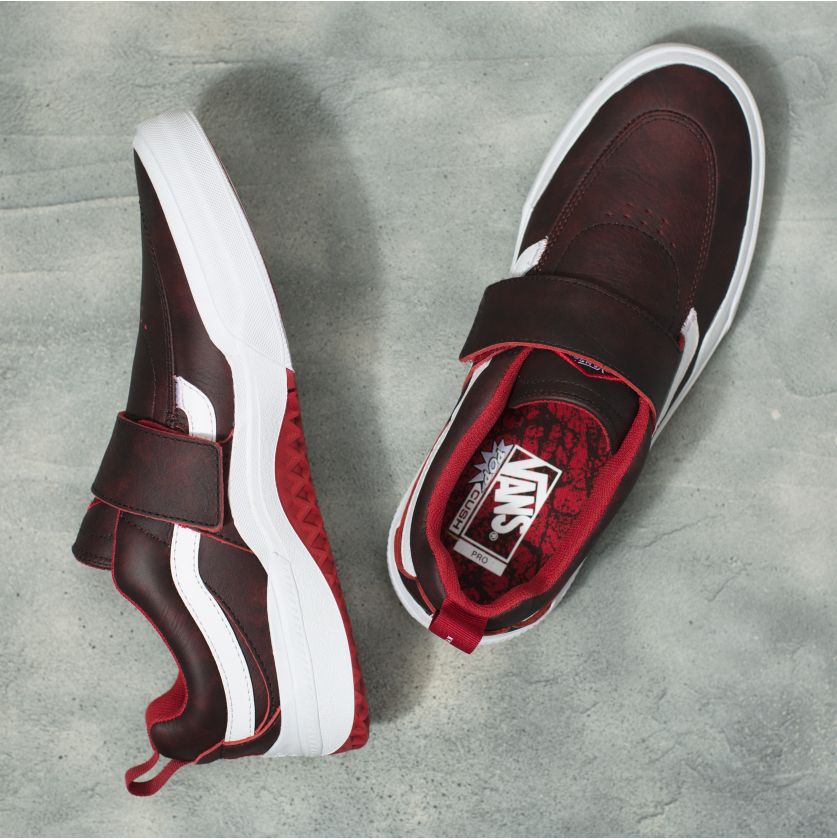 Red Leather Kyle Walker Pro 2 Vans Skateboard Shoe Top