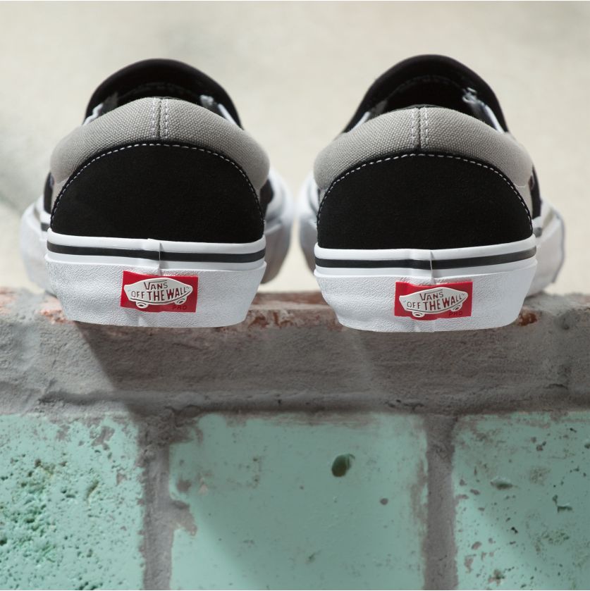 Black/Silver Nation Slip On Pro Vans Skateboard Shoe Back