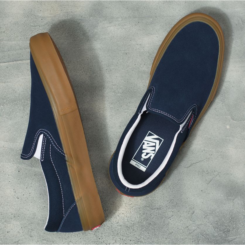 Navy/Gum Slip On Pro Vans Skateboard Shoe Top