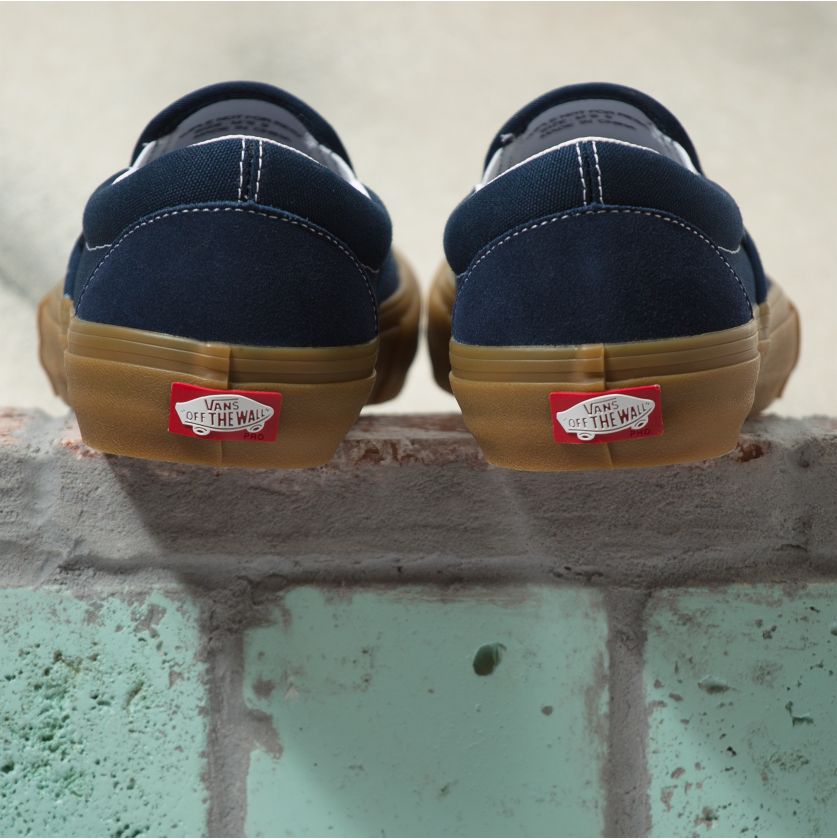 Navy/Gum Slip On Pro Vans Skateboard Shoe Back