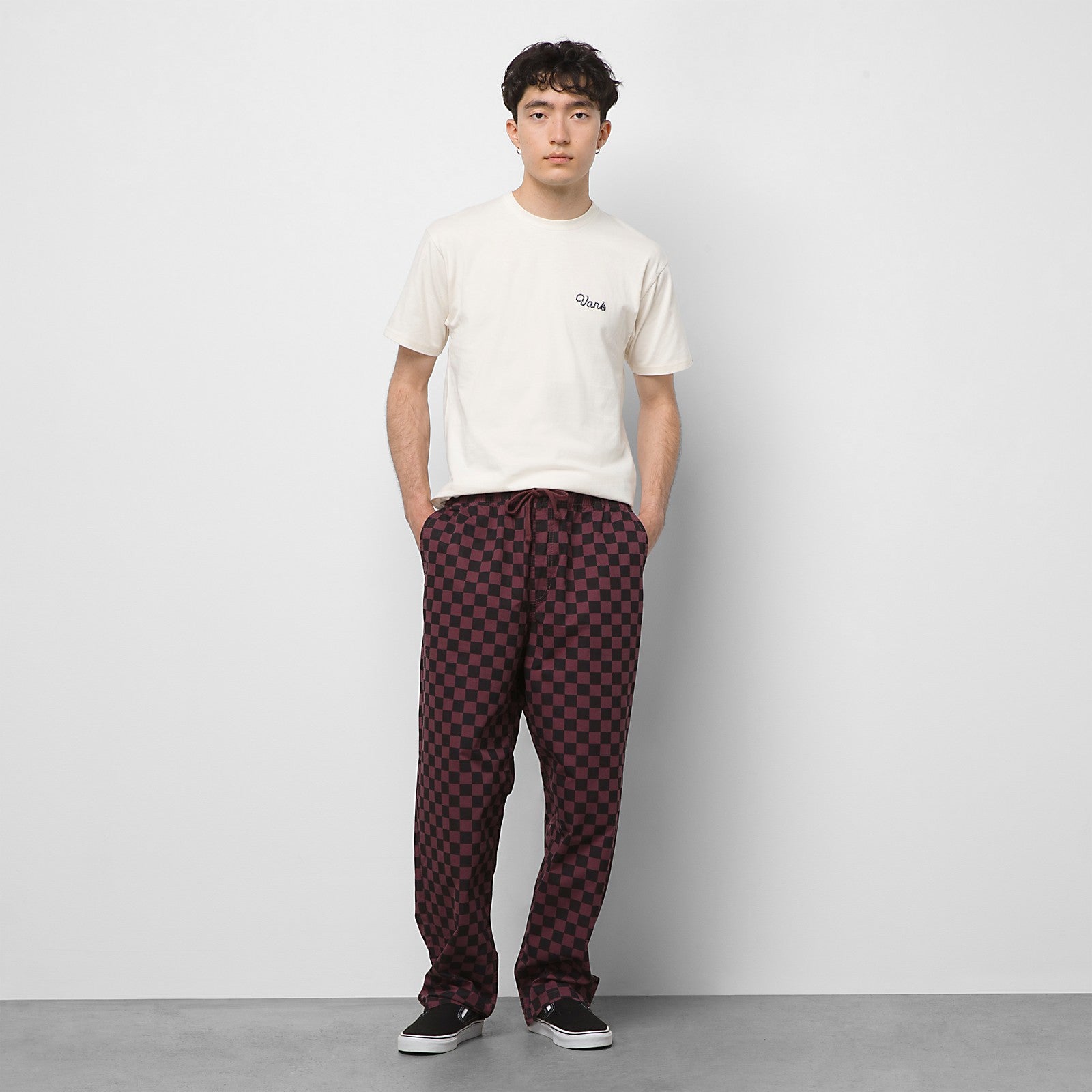 Catawba Grape/Black Baggy Vans Elastic Checkerboard Pants