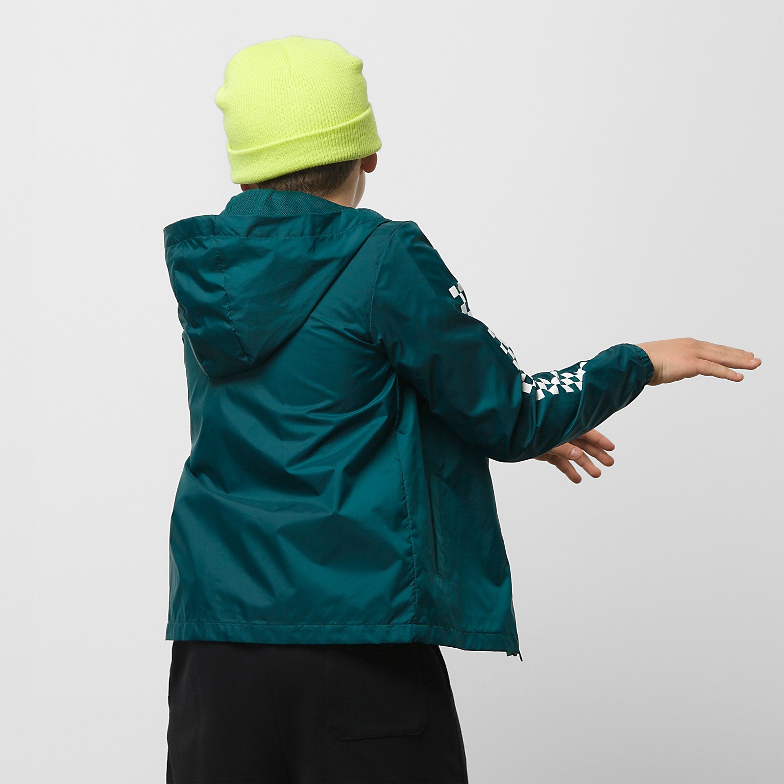 Deep Teal Kids Garnett Vans Windbreaker Jacket Back