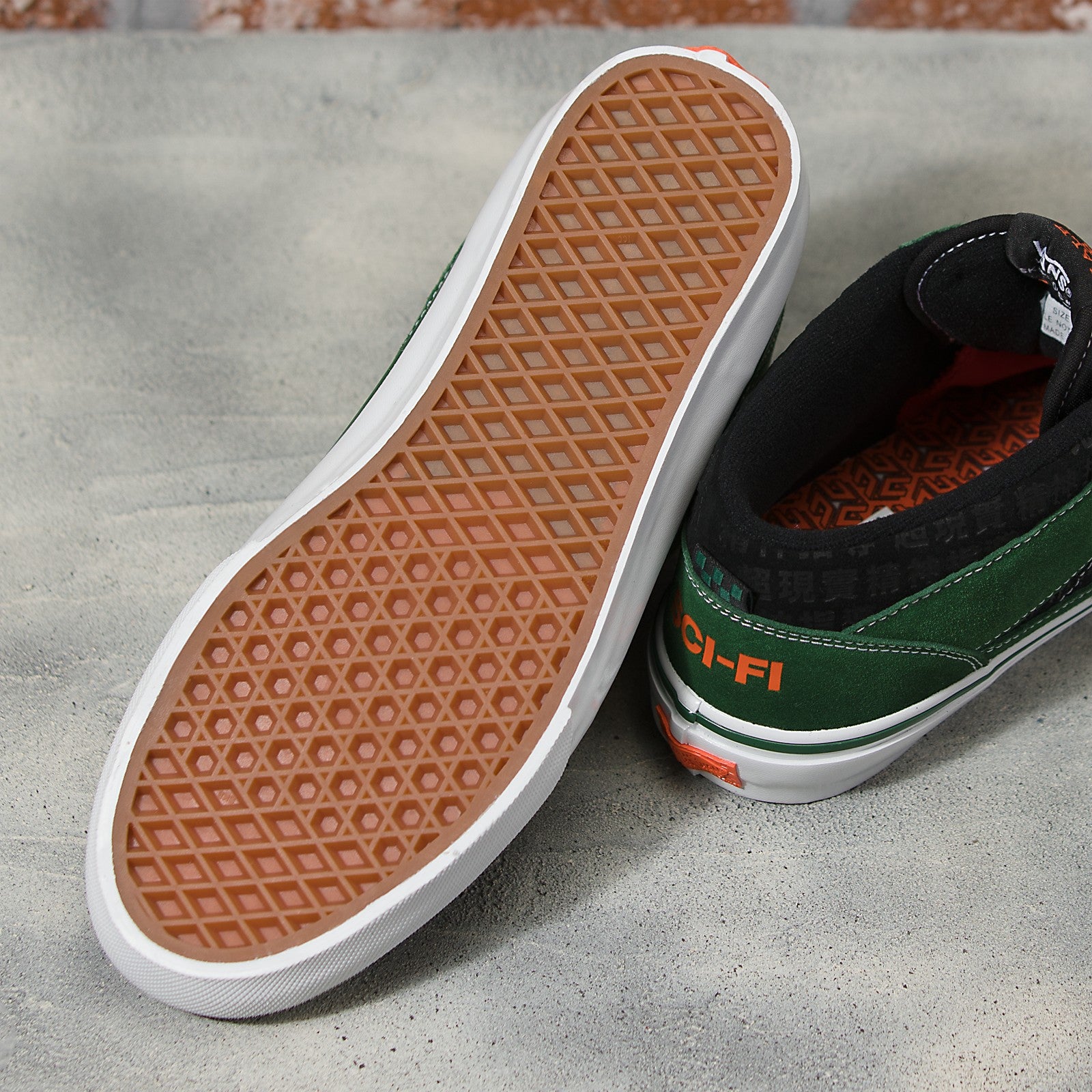 Green Sci-Fi Fantasy Vans Skate 92' Half Cab Skate Shoe bottom