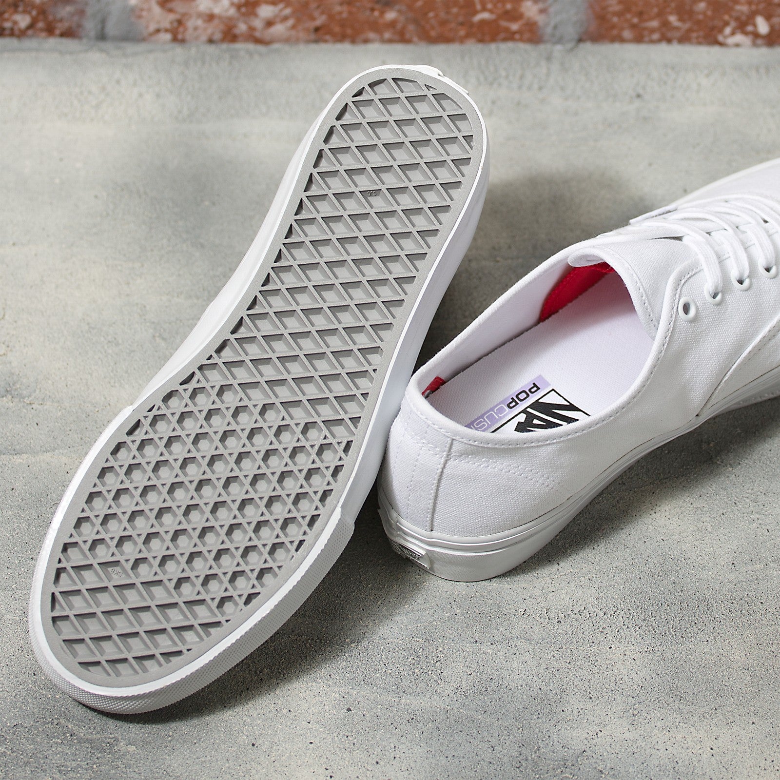 True White Skate Authentic Vans Skateboarding Shoe Bottom