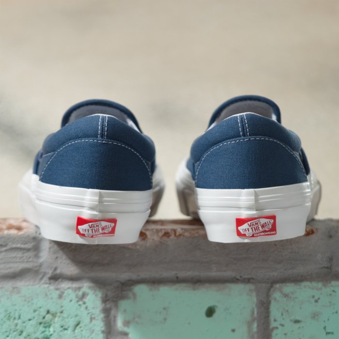 Wrapped Dark Denim Vans Skate Slip-On Shoe Back