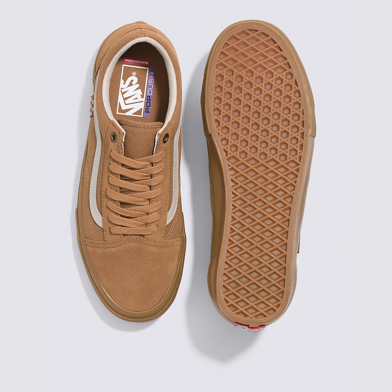 Light Brown/Gum Skate Old Skool Vans Skateboard Shoes Top/Bottom