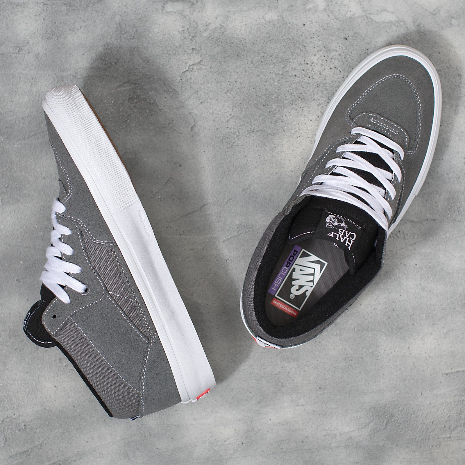 Grey/White Skate Half Cab Vans Skateboard Shoe Top