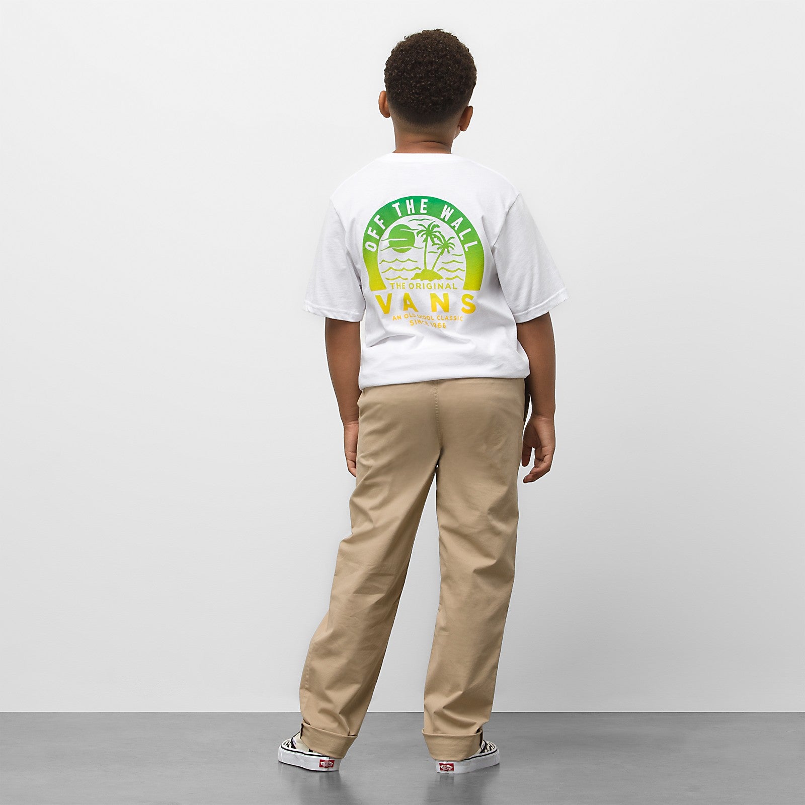 Khaki Elastic Waist Vans Kids Pants Back