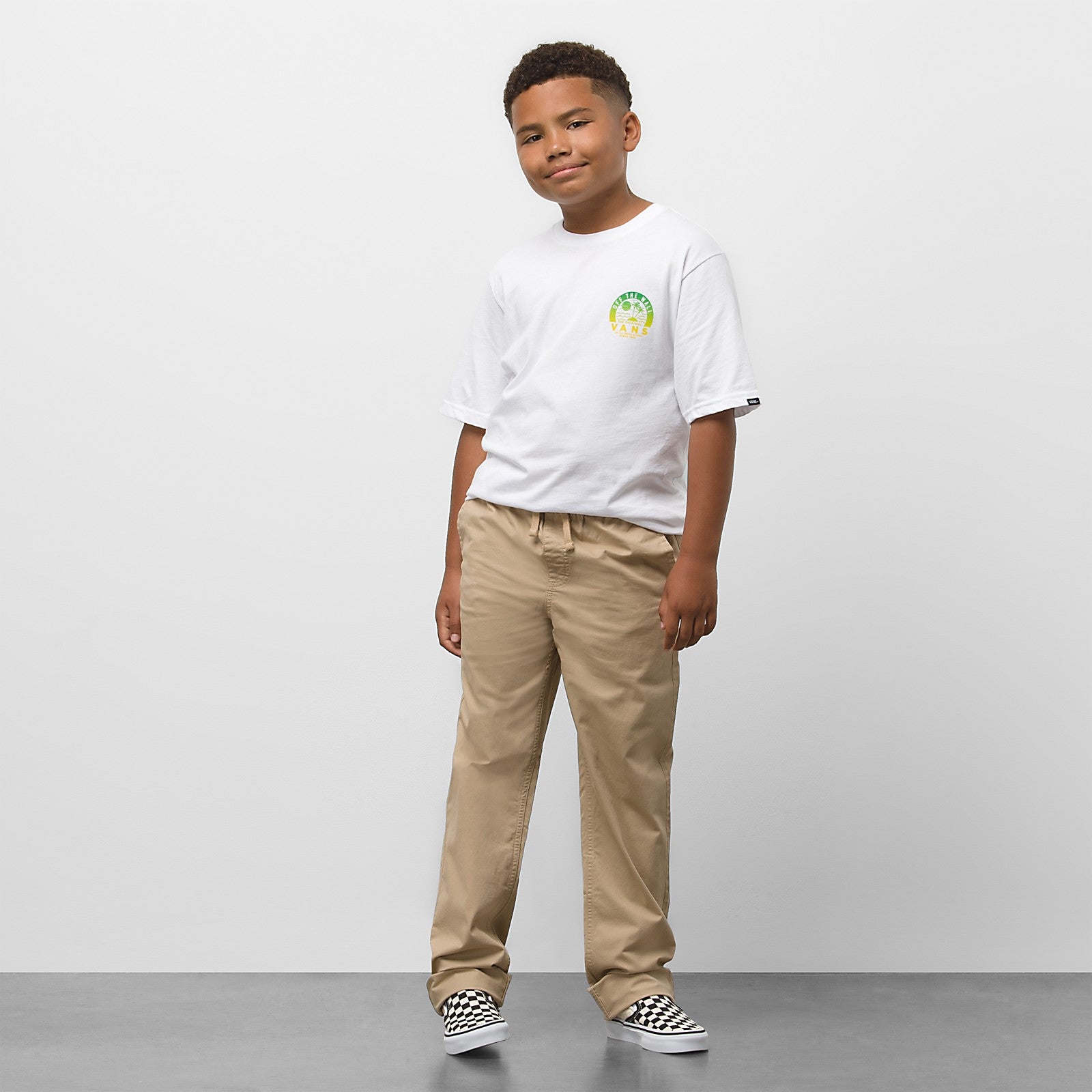 Khaki Elastic Waist Vans Kids Pants