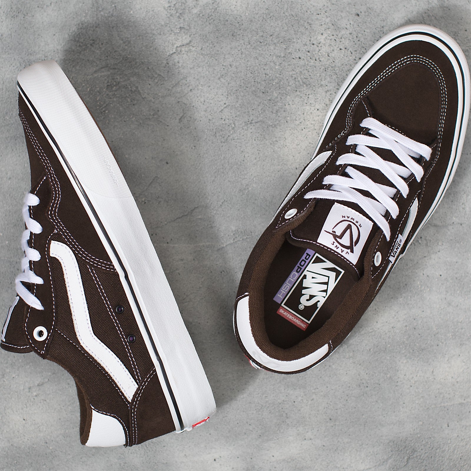 Dark Brown Rowan Pro Vans Skateboarding Shoe Top