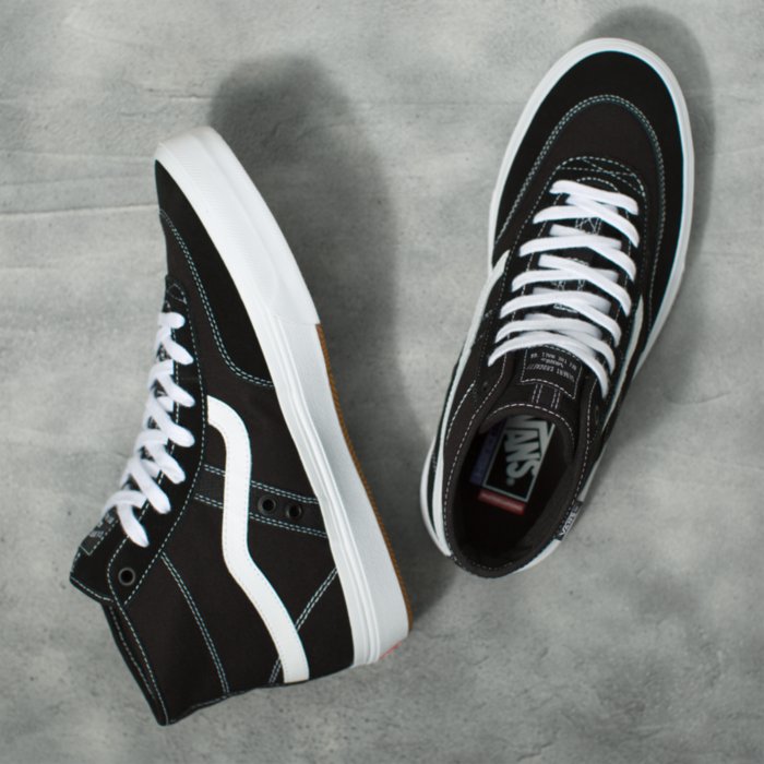 Black/White Gilbert Crockett High Vans Skateboard Shoe Top